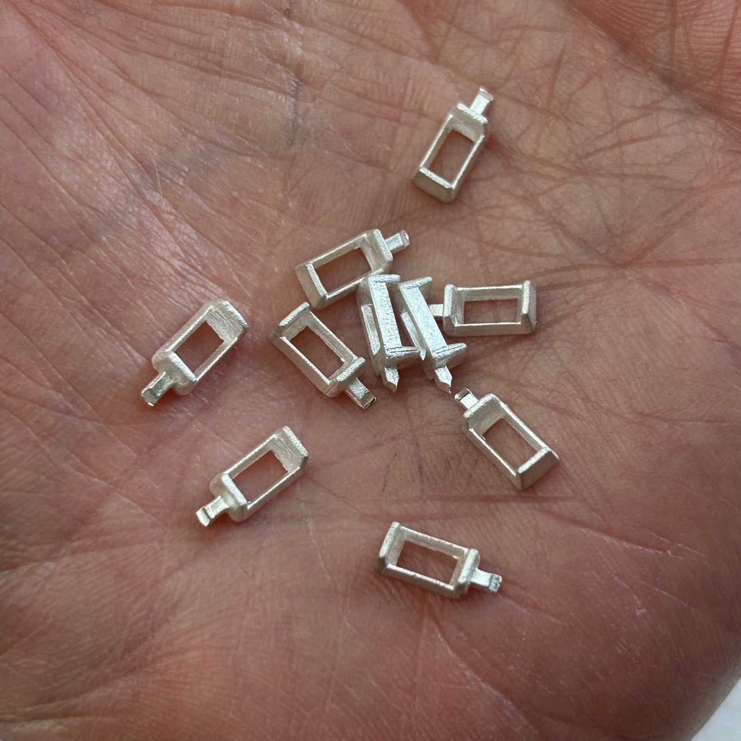 5mm x 3mm Baguette semi collet sterling silver cast stone setting