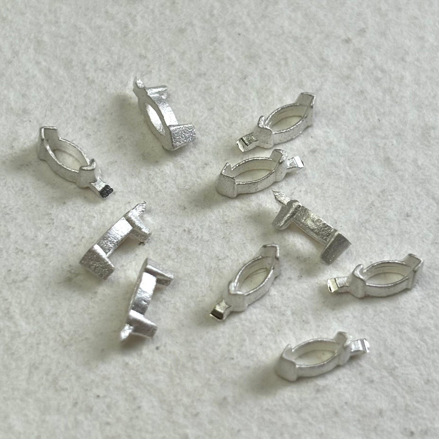 4x2mm Marquise semi collet recycled sterling silver or 9ct gold cast stone setting