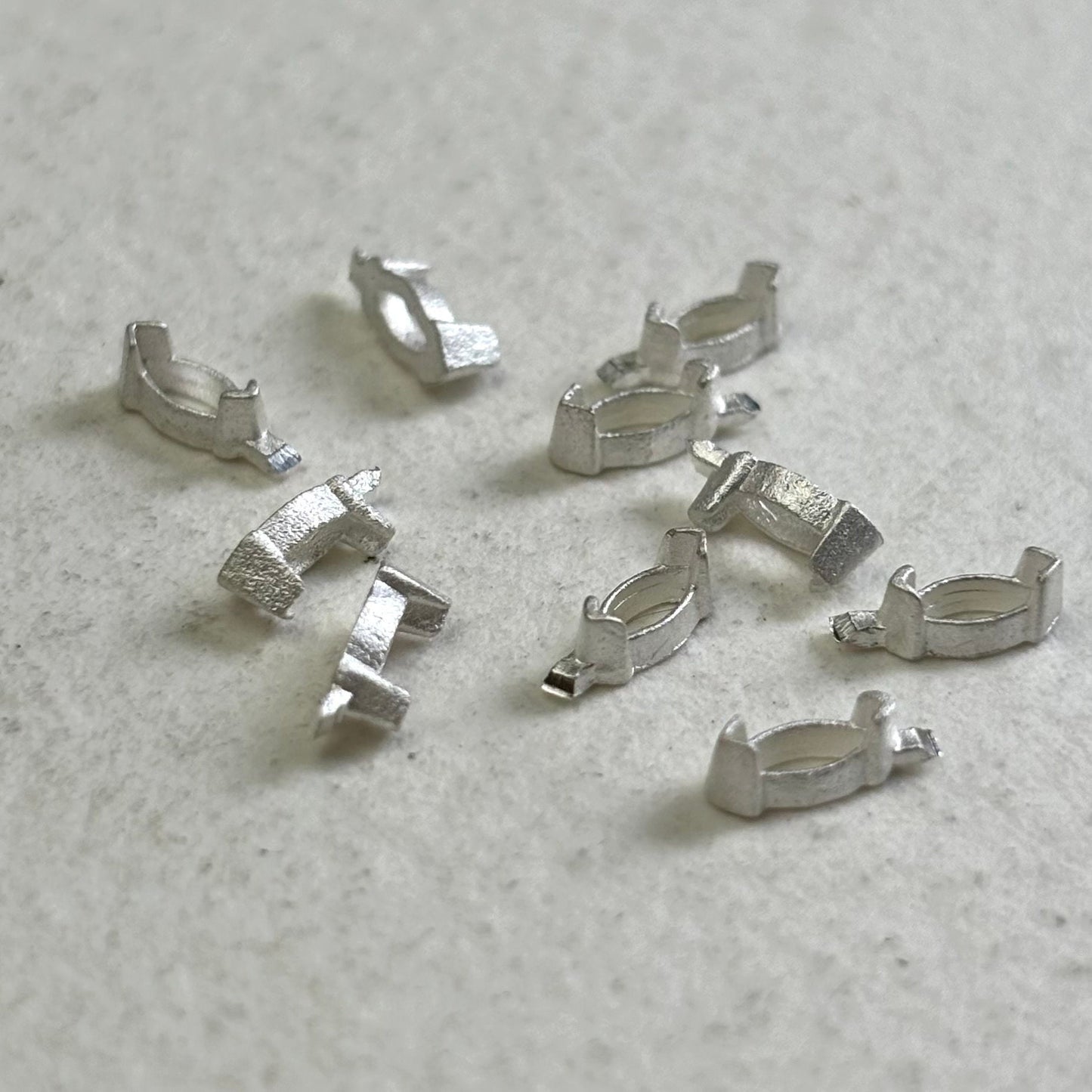 4x2mm Marquise semi collet recycled sterling silver or 9ct gold cast stone setting