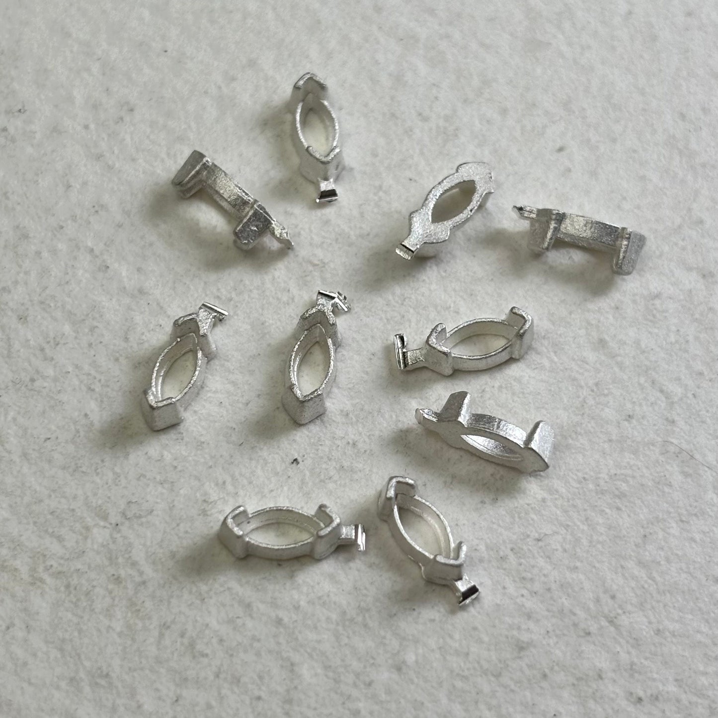 5mm x 2.5mm Marquise semi collet sterling silver cast stone setting