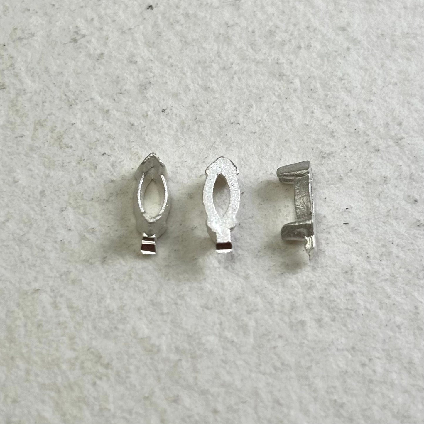 4x2mm Marquise semi collet recycled sterling silver or 9ct gold cast stone setting