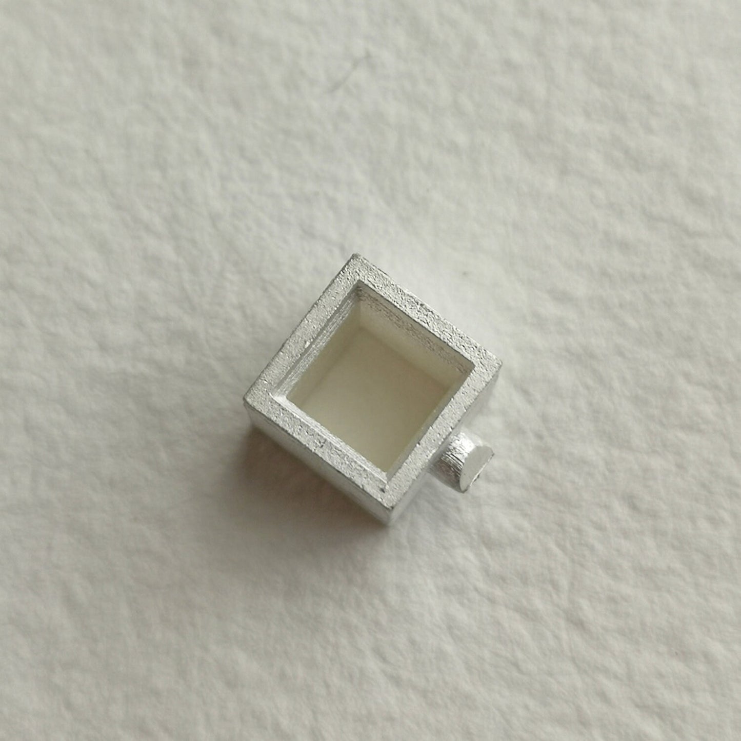 6mm Square collet sterling silver cast stone setting