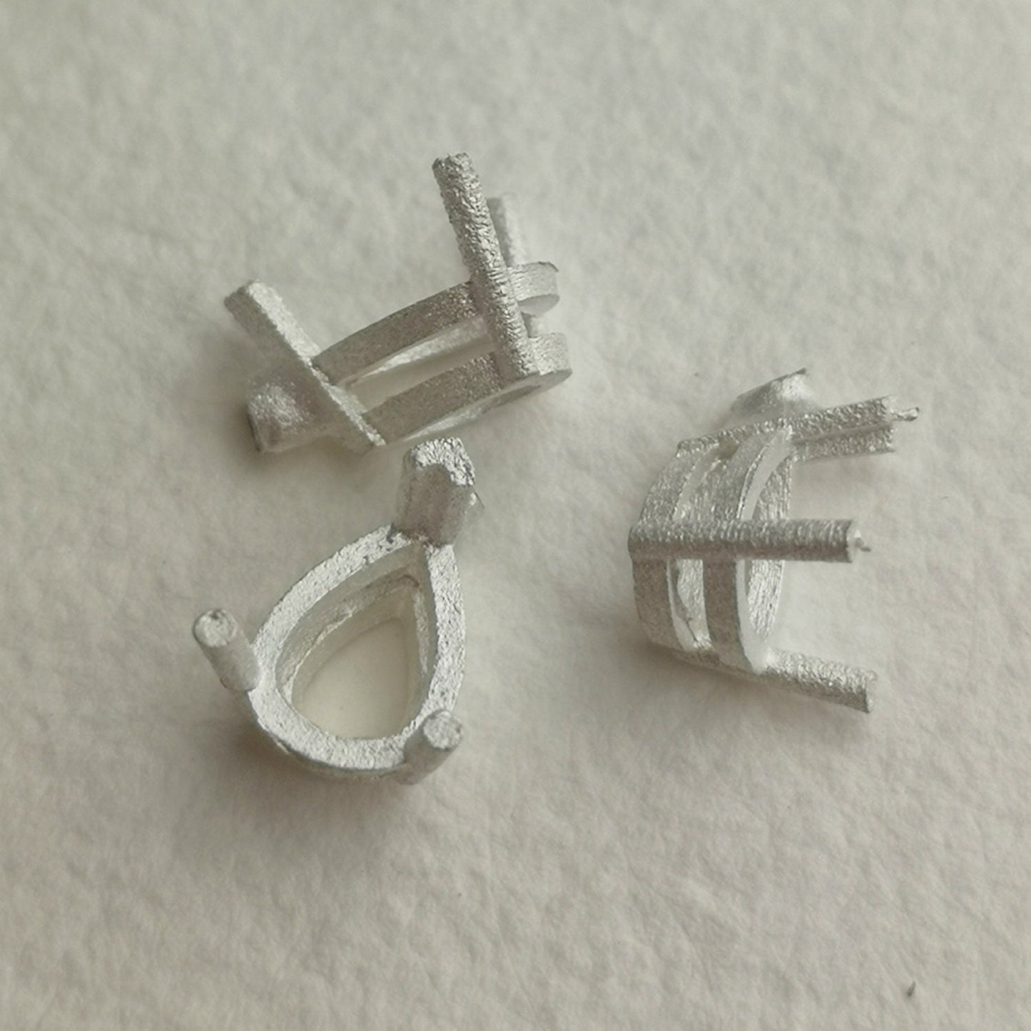 8x6mm Pear 3 claw sterling silver cast stone Setting