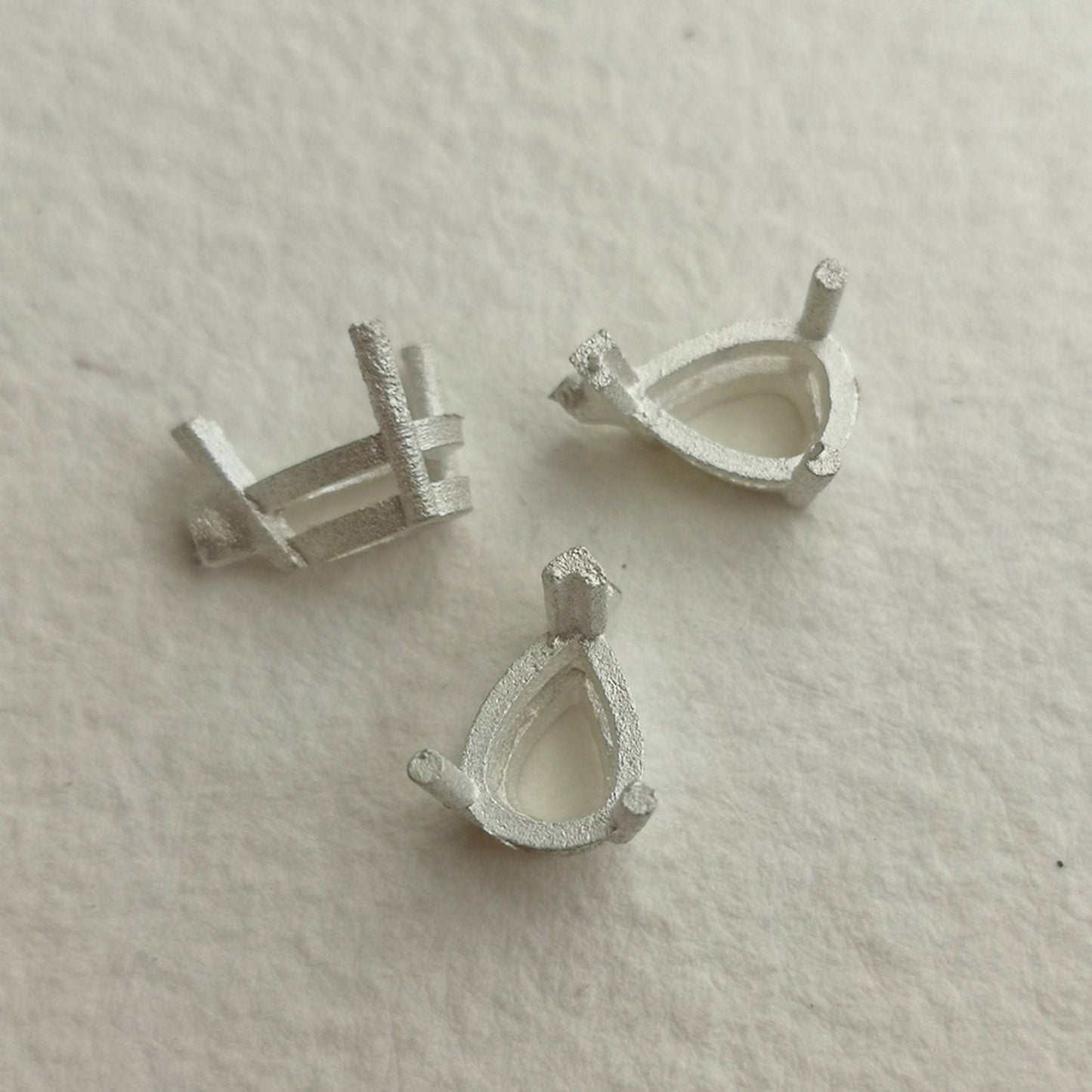 8x6mm Pear 3 claw sterling silver cast stone Setting