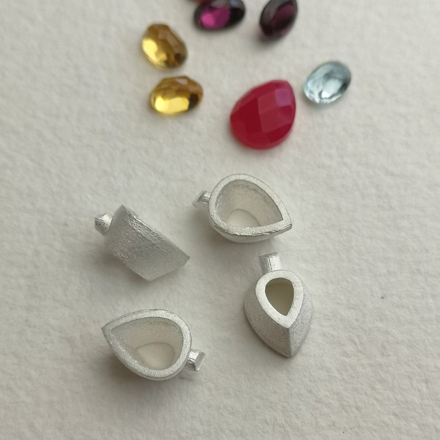 8x6mm Pear collet sterling silver cast stone Setting