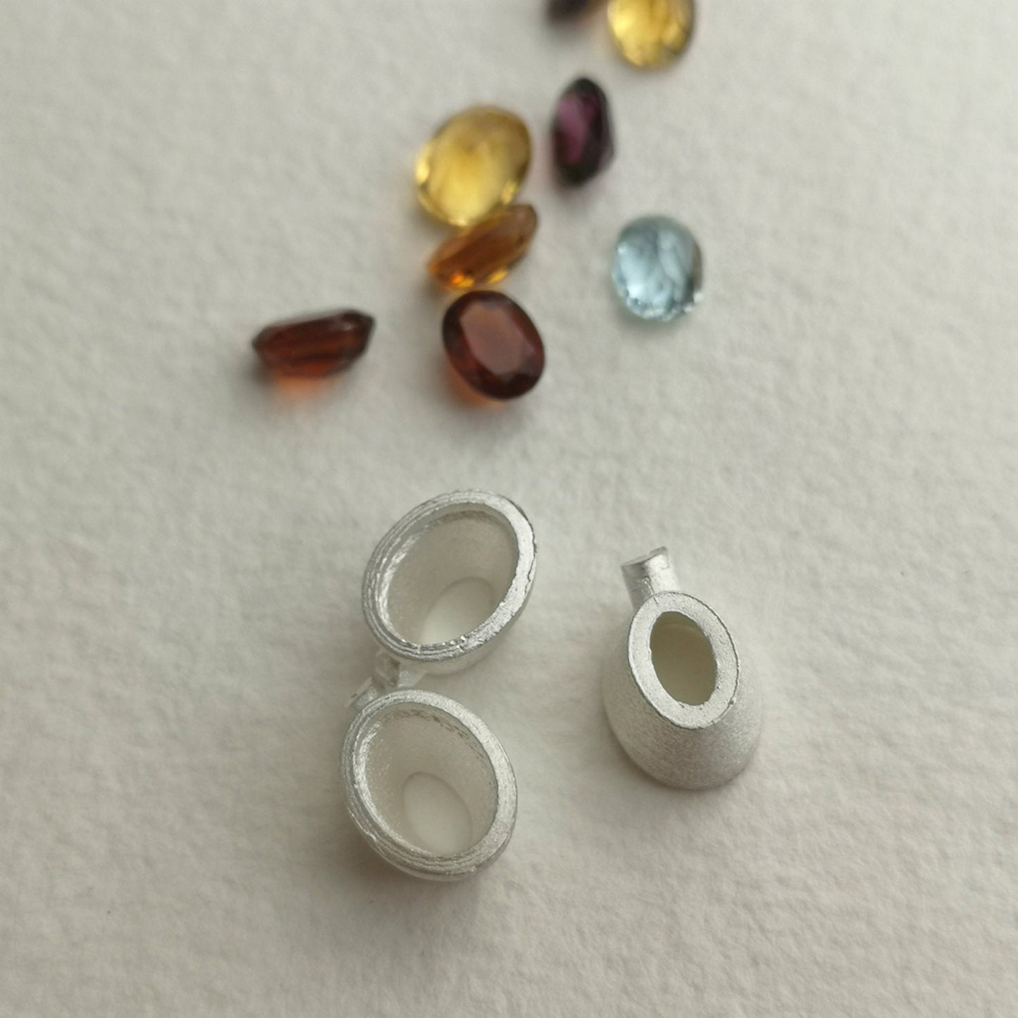 8x6mm Oval collet sterling silver cast stone Setting