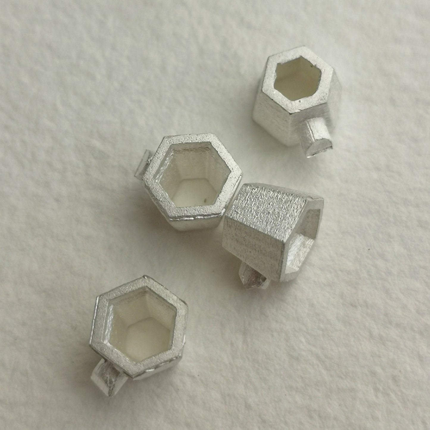 5mm Hexagonal collet sterling silver cast Stone Setting