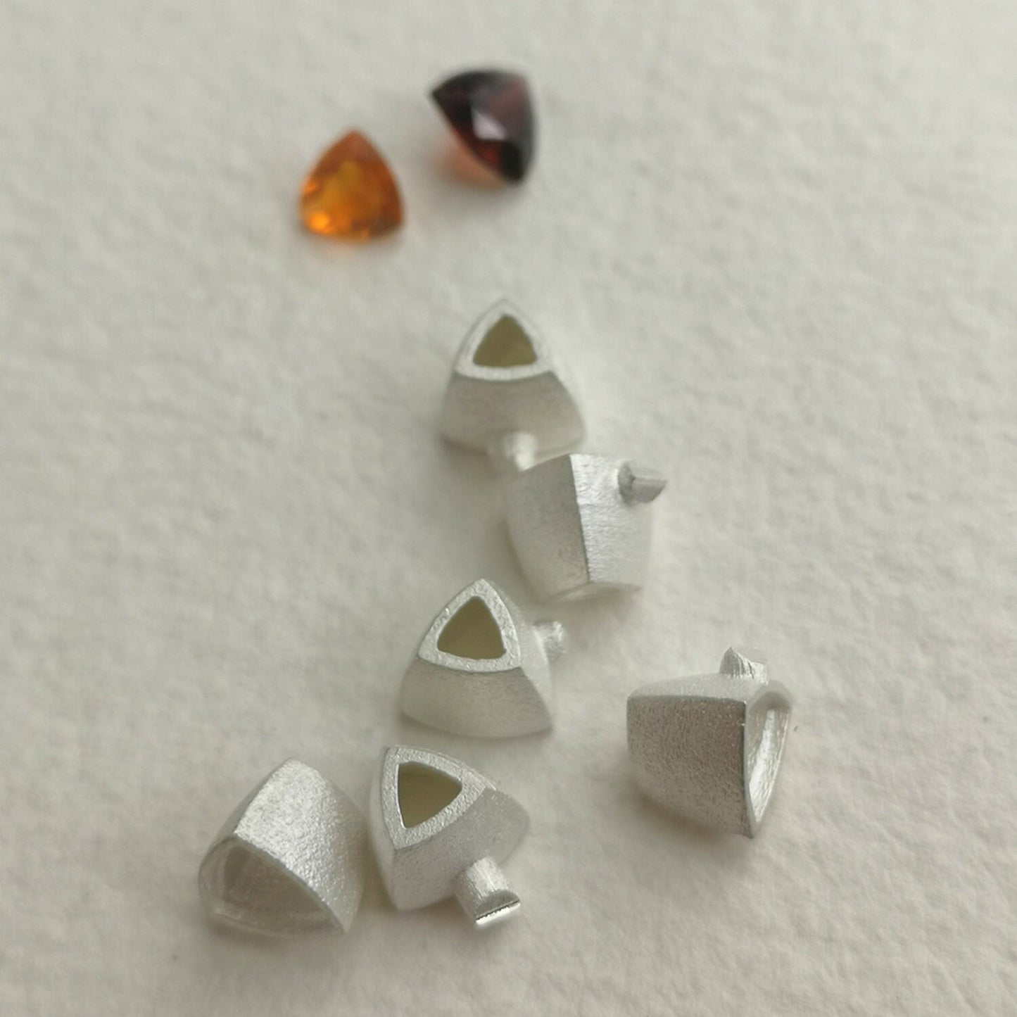 5mm Trillion collet sterling silver cast Stone Setting