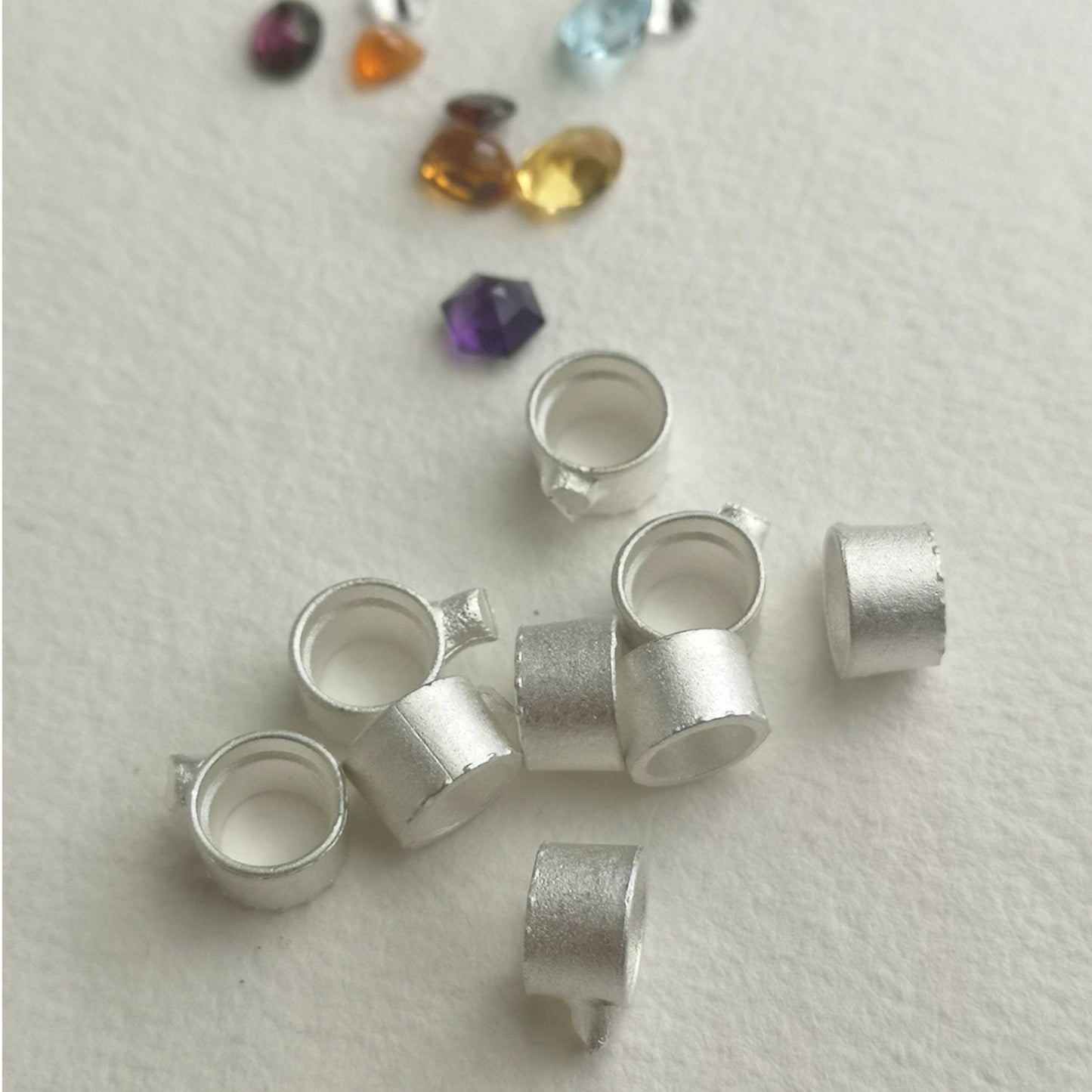 8mm Round collet sterling silver cast stone setting