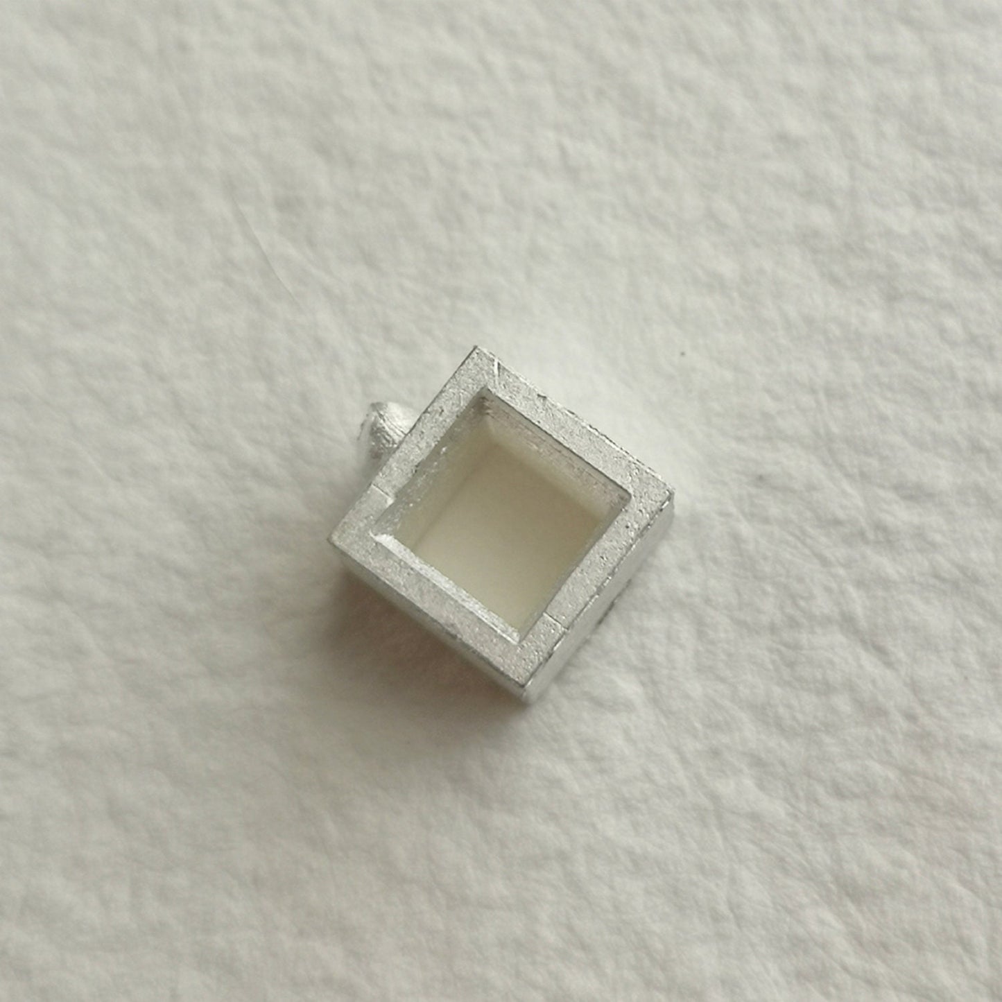 5mm Square collet sterling silver cast stone setting