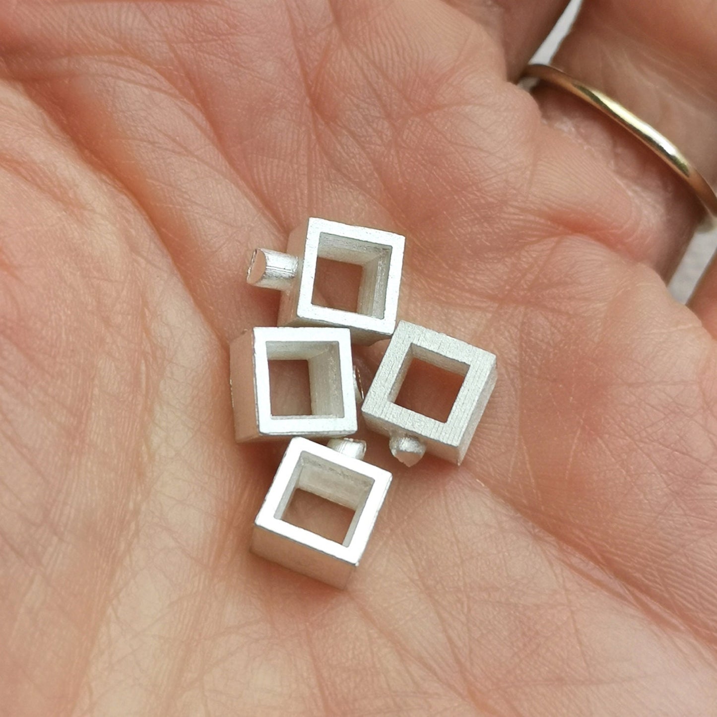 5mm Square collet sterling silver cast stone setting