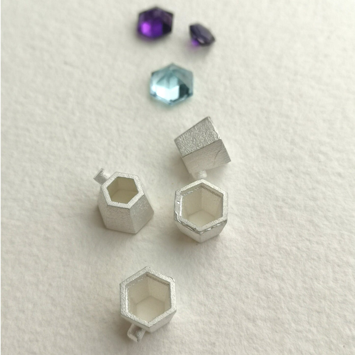 6mm Hexagonal collet sterling silver cast Stone Setting