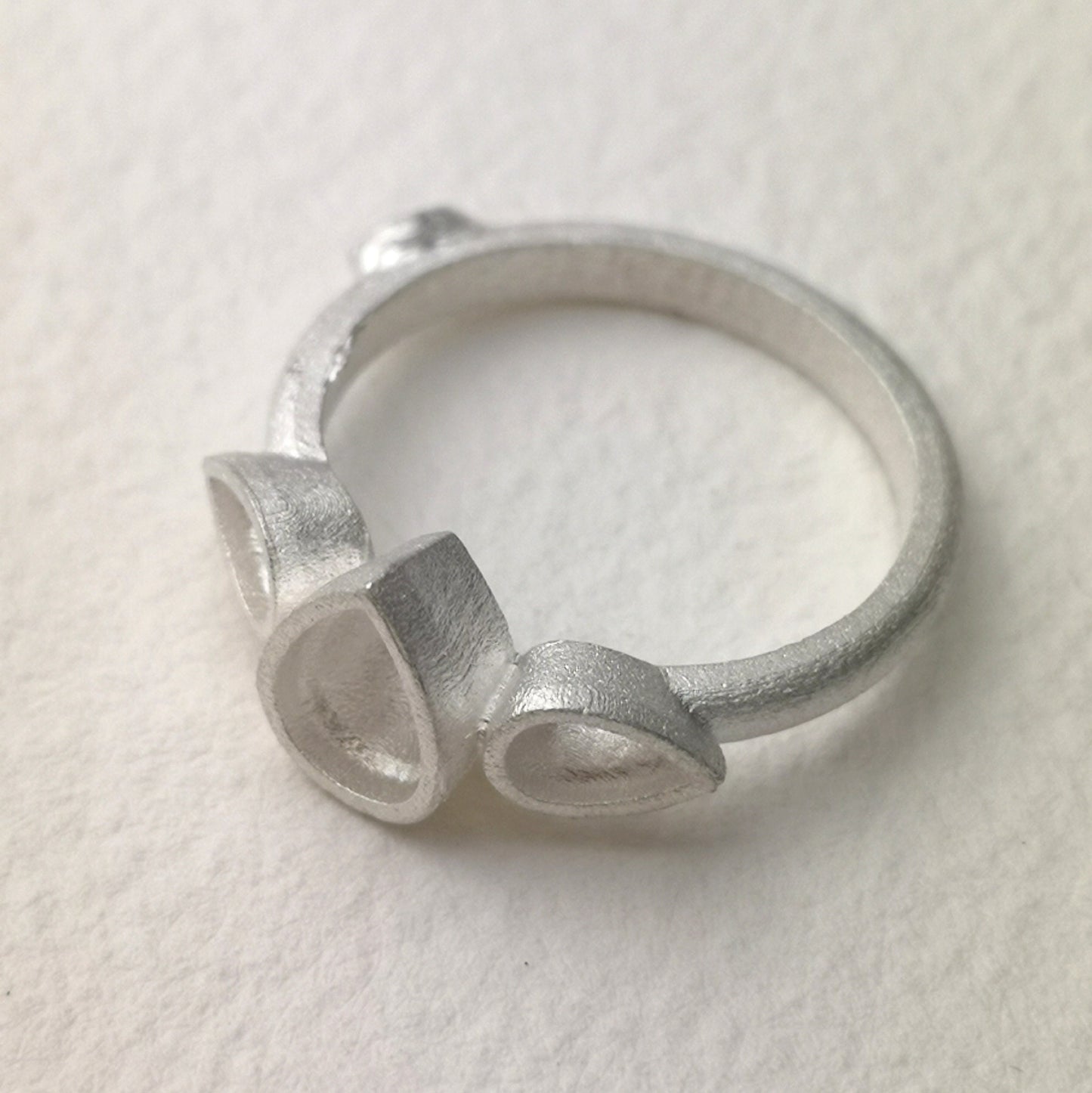 7x5mm and 5x3mm pear collet sterling silver cast ring blank