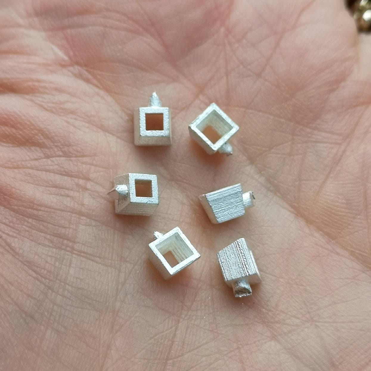 3mm Square collet sterling silver cast stone setting