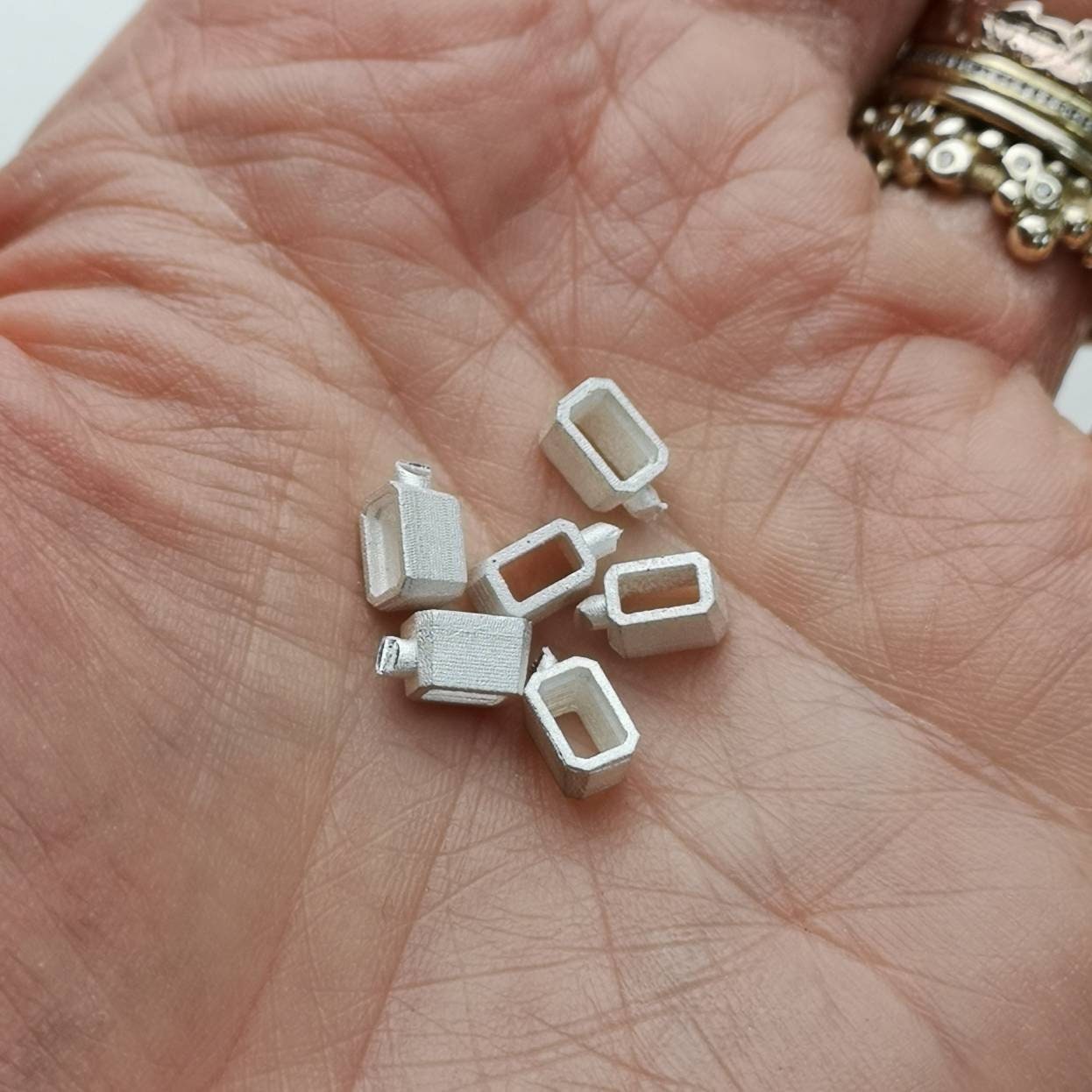 5x3mm Octagon / Emerald collet sterling silver cast stone setting