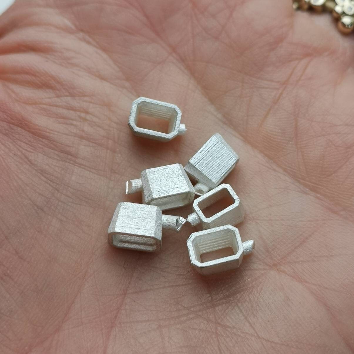 6x4mm Octagon/ Emerald collet sterling silver cast stone Setting