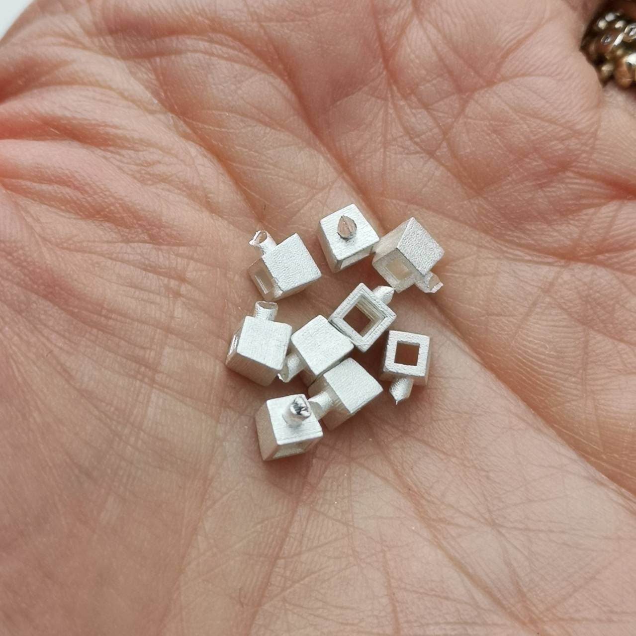 2.5mm Square collect sterling silver cast stone setting