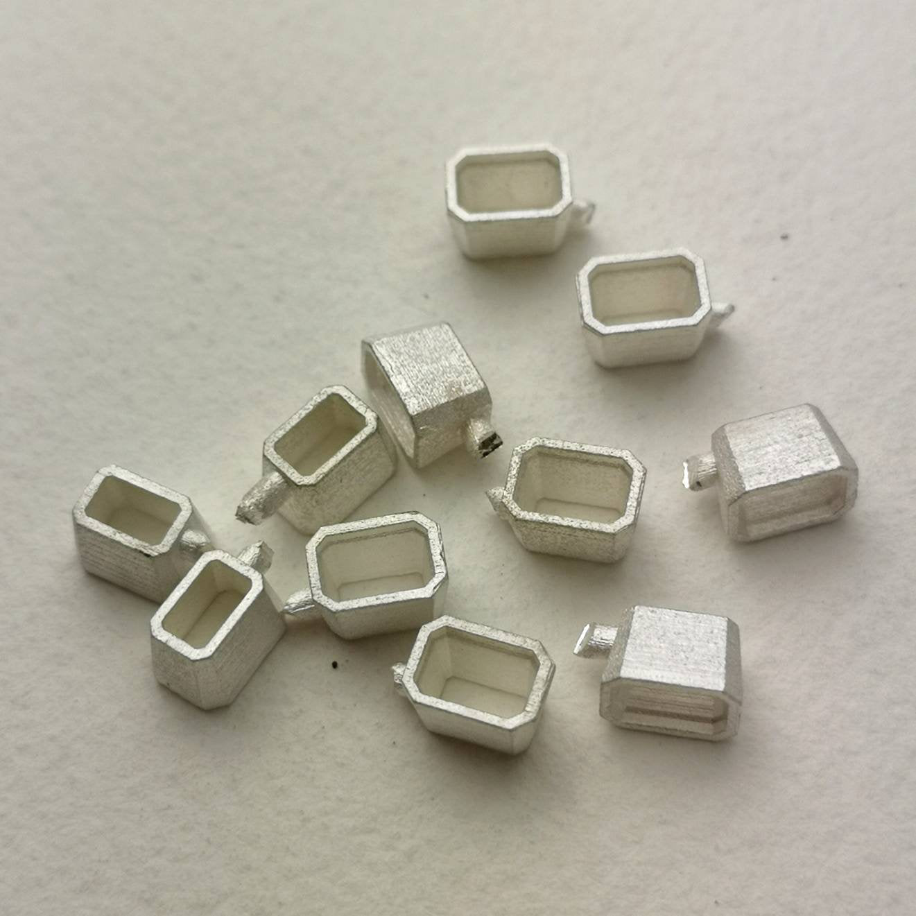 6x4mm Octagon/ Emerald collet sterling silver cast stone Setting