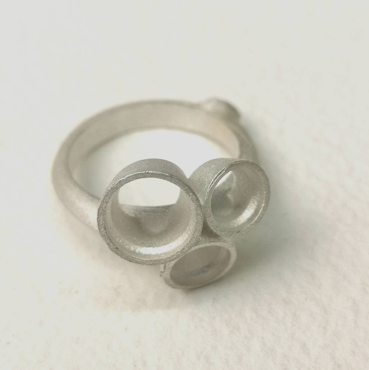 8mm and 6mm Round trio collet sterling silver cast ring blank