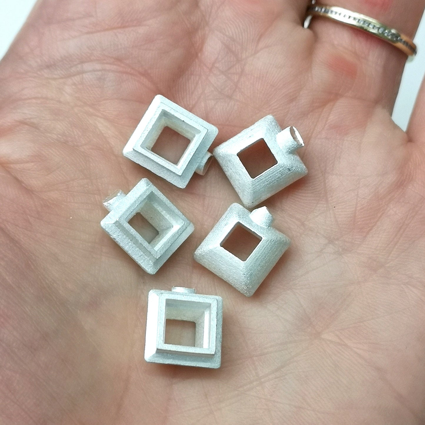 6mm Square collet sterling silver stone setting