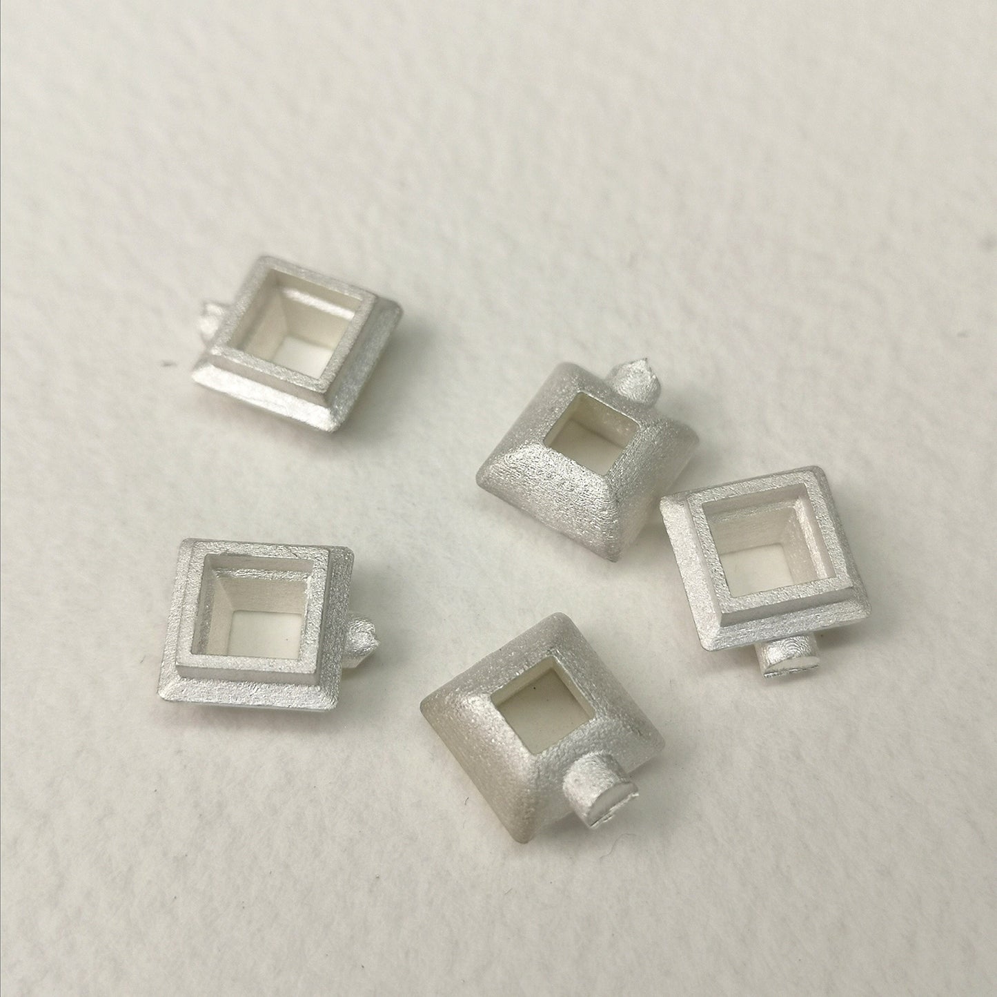 5mm Square collet sterling silver cast stone setting