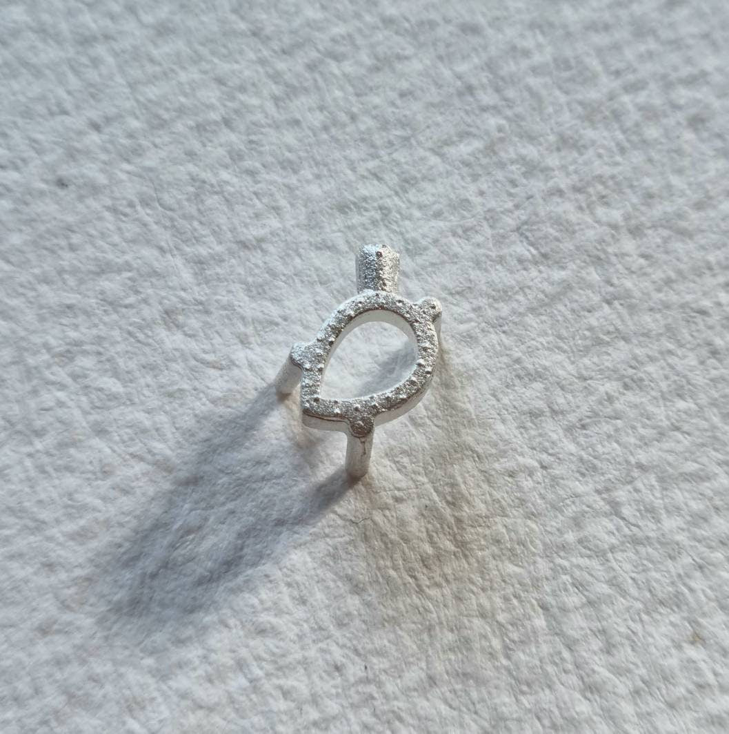 8x6mm Pear 3 claw sterling silver cast stone Setting