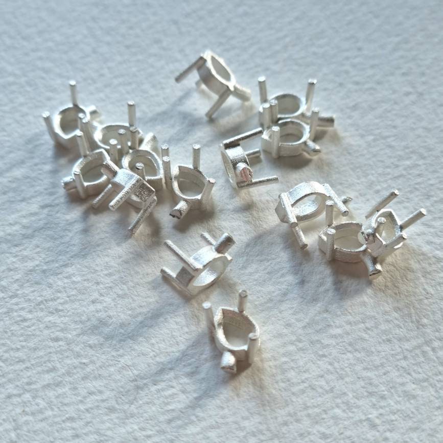 8x6mm Pear 3 claw sterling silver cast stone Setting