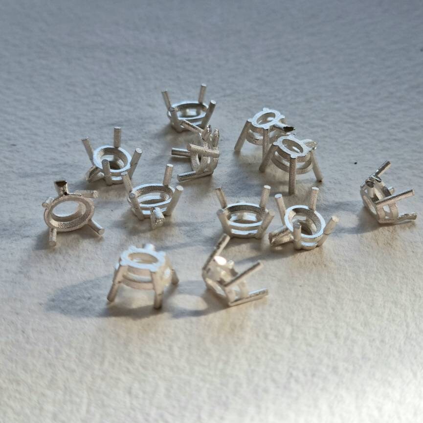 8x6mm Oval 4 claw sterling silver cast stone setting