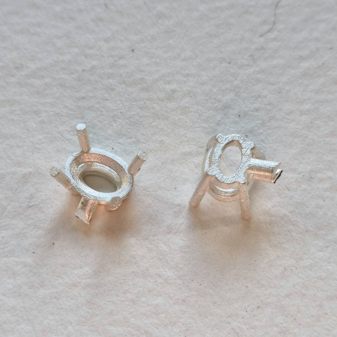 8x6mm Oval 4 claw sterling silver cast stone setting