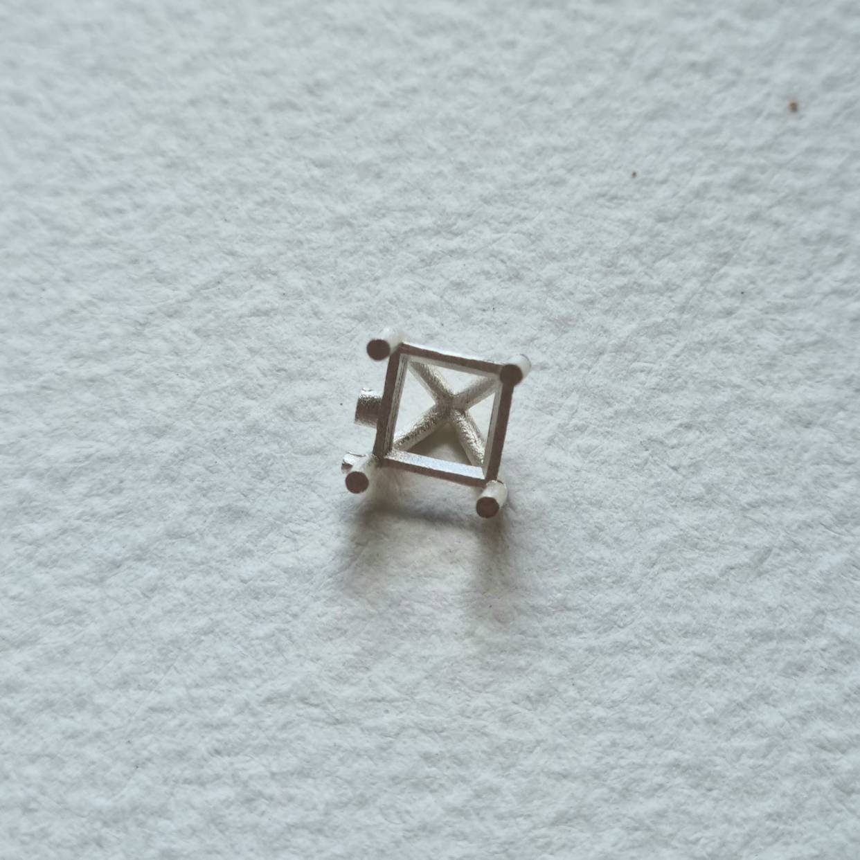 6mm Square 4 claw basket sterling silver cast stone setting