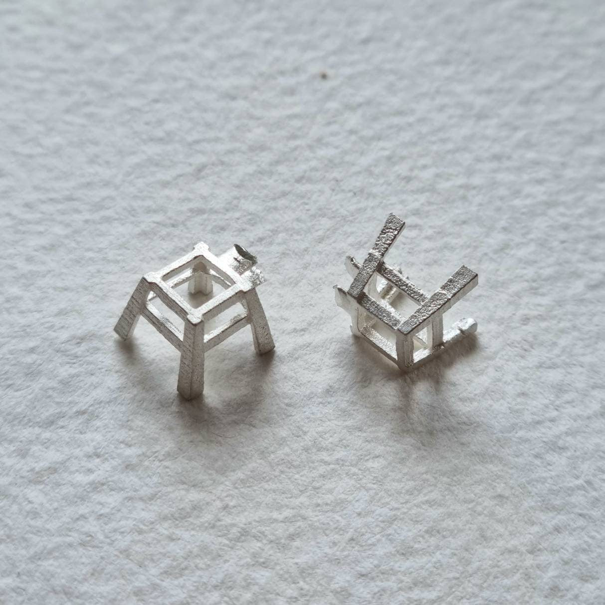 6mm Square 4 claw sterling silver cast stone setting