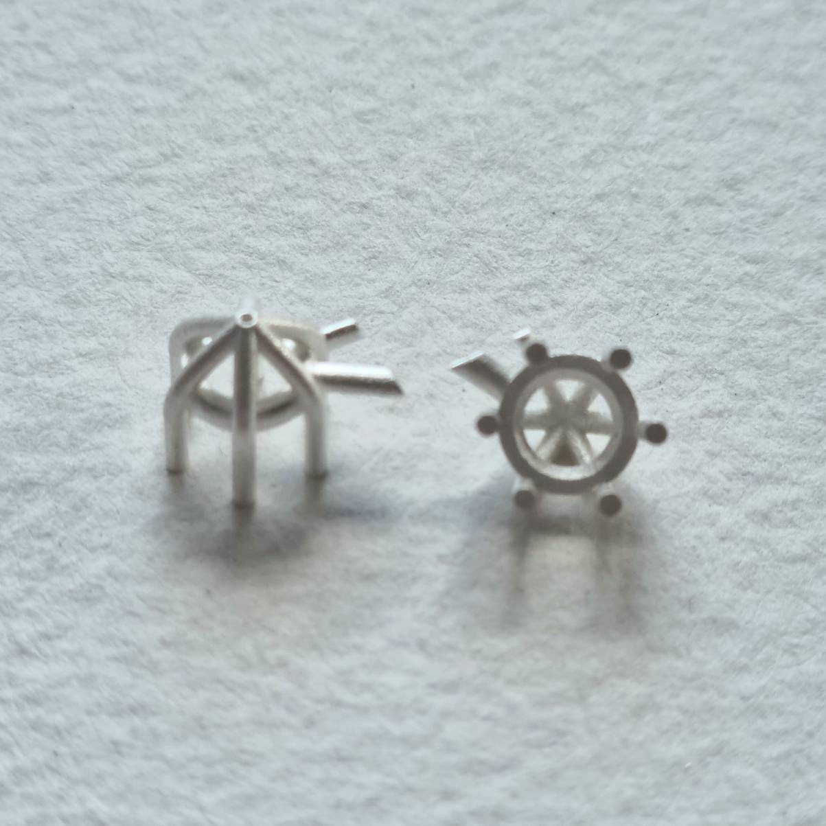 5.5mm Round 6 claw basket sterling silver cast stone Setting