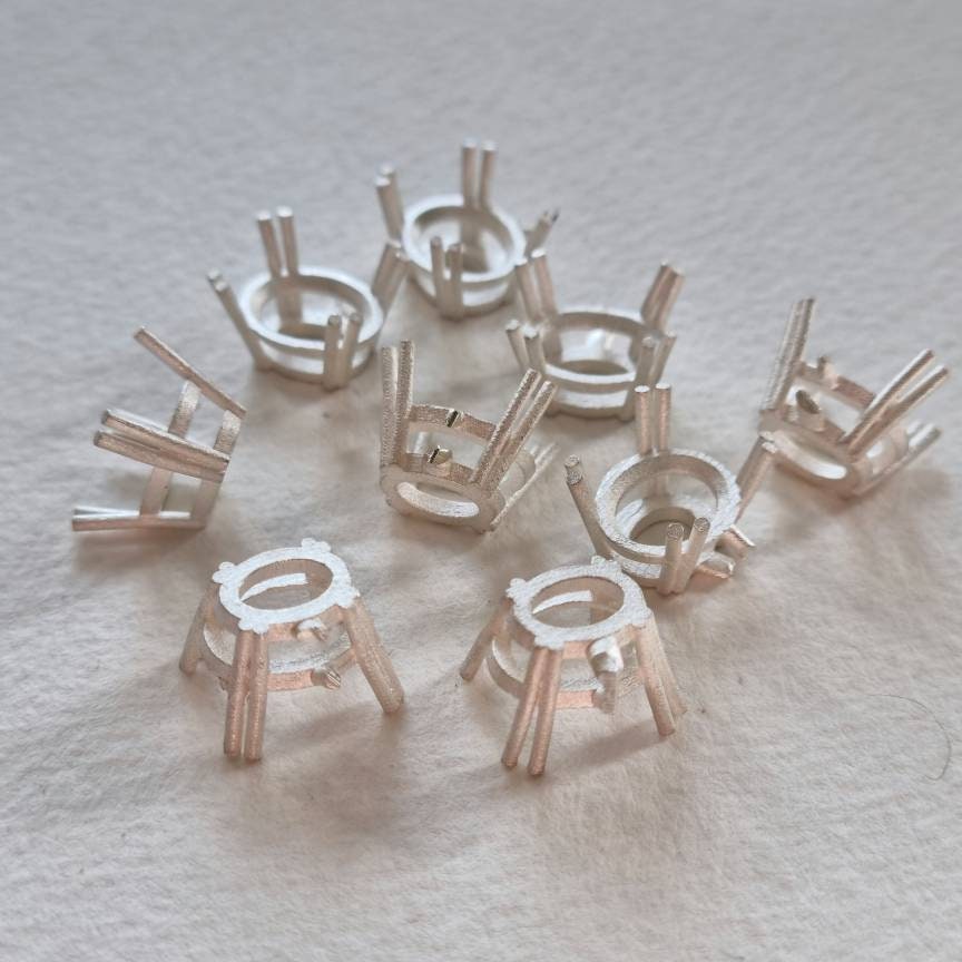 12x10mm Oval 8 claw sterling silver cast stone setting