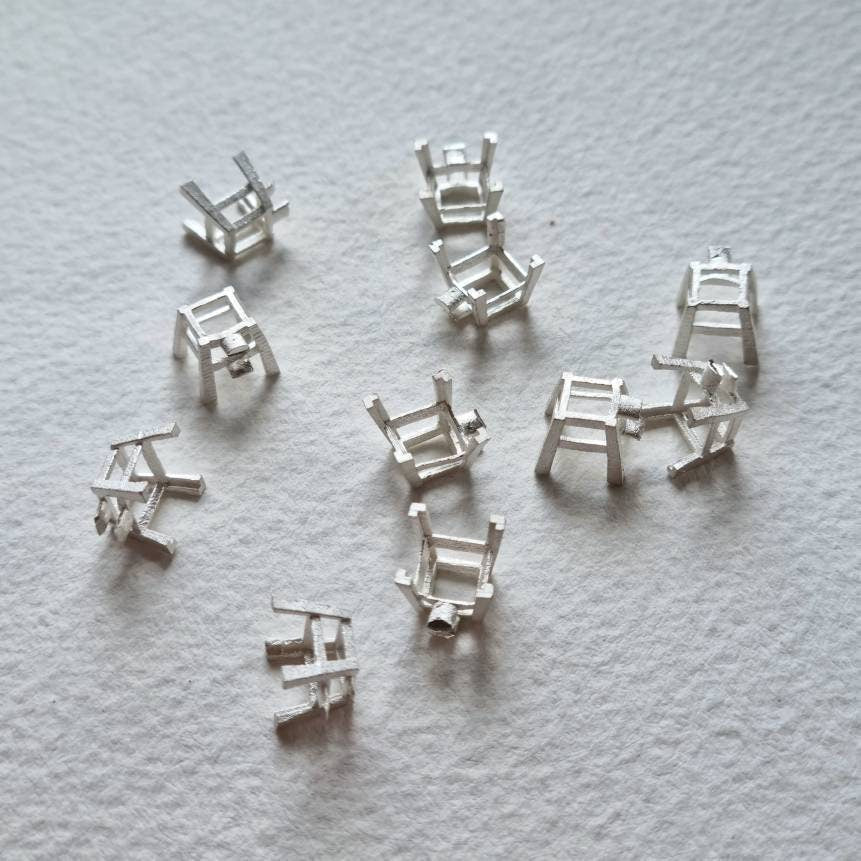 6mm Square 4 claw sterling silver cast stone setting