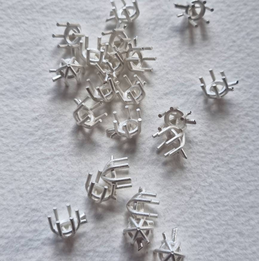 5.5mm Round 6 claw basket sterling silver cast stone Setting