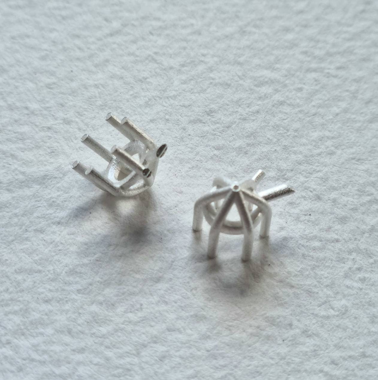 5.5mm Round 6 claw basket sterling silver cast stone Setting