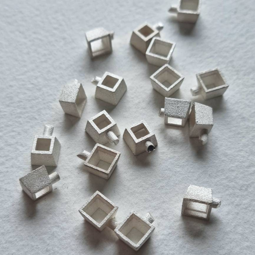 5mm Square collet sterling silver cast stone setting