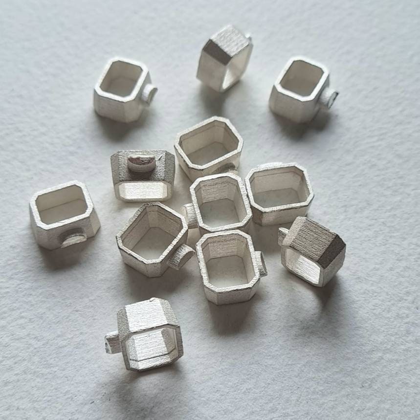 9.5 x 7.5mm Octagon/ Emerald cut collet sterling silver cast stone Setting