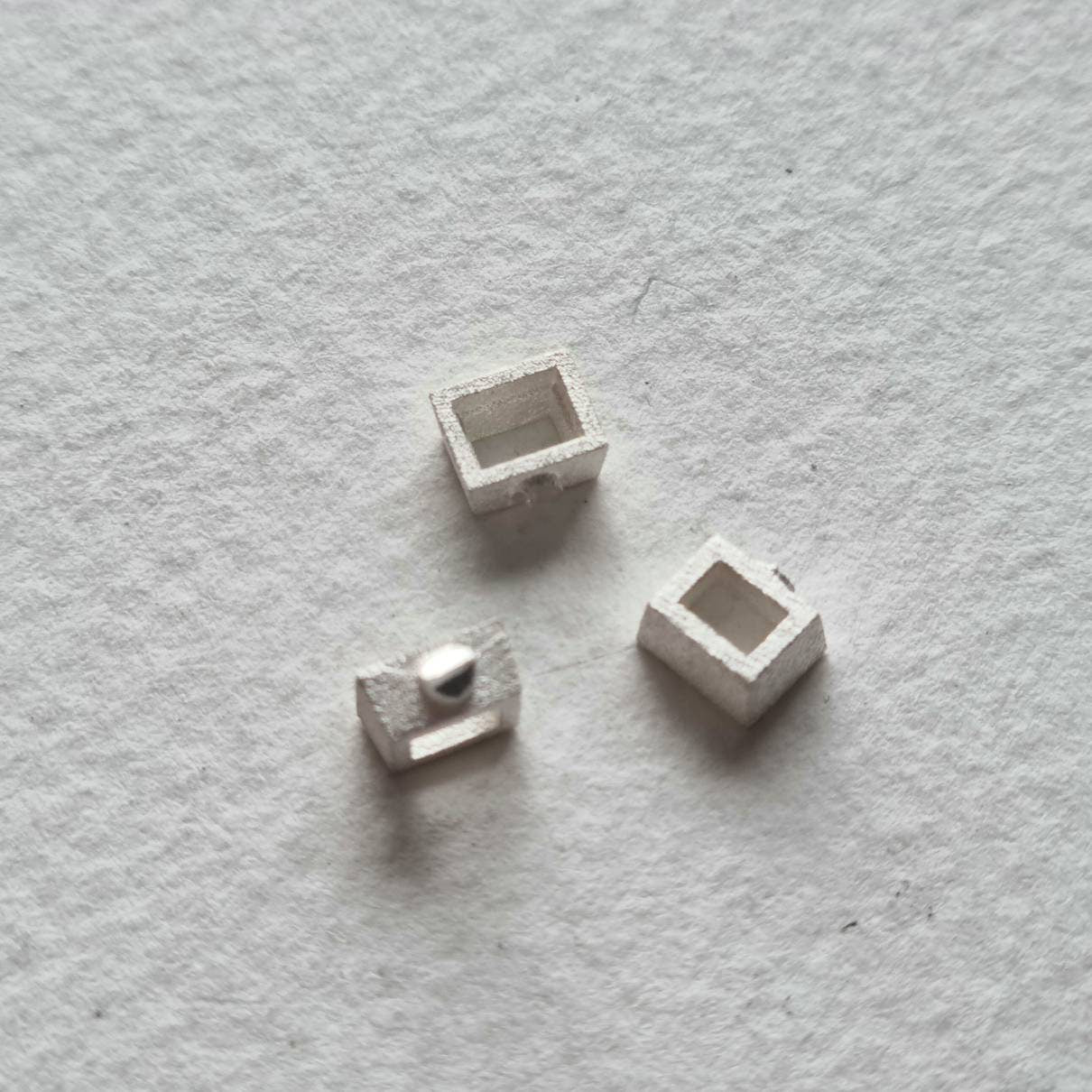 4x3mm Baguette collet sterling silver cast stone setting