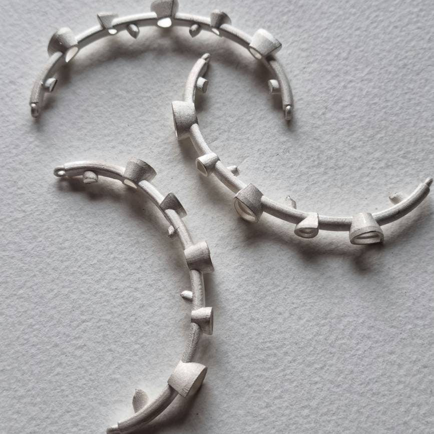 7x5mm and 5x3mm Pear multi stone collet sterling silver bangle blank