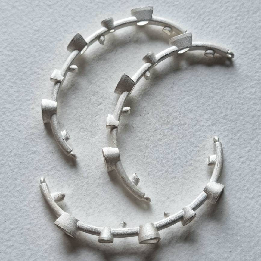 7x5mm and 5x3mm Pear multi stone collet sterling silver bangle blank