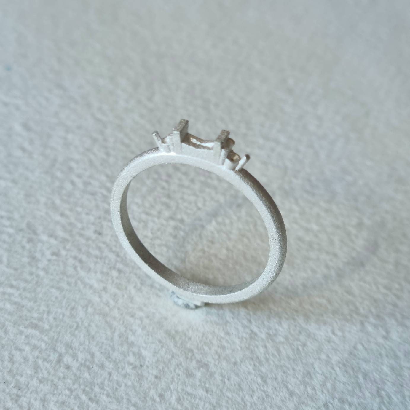4x2mm baguette and 2mm round trilogy cast sterling silver ring blank