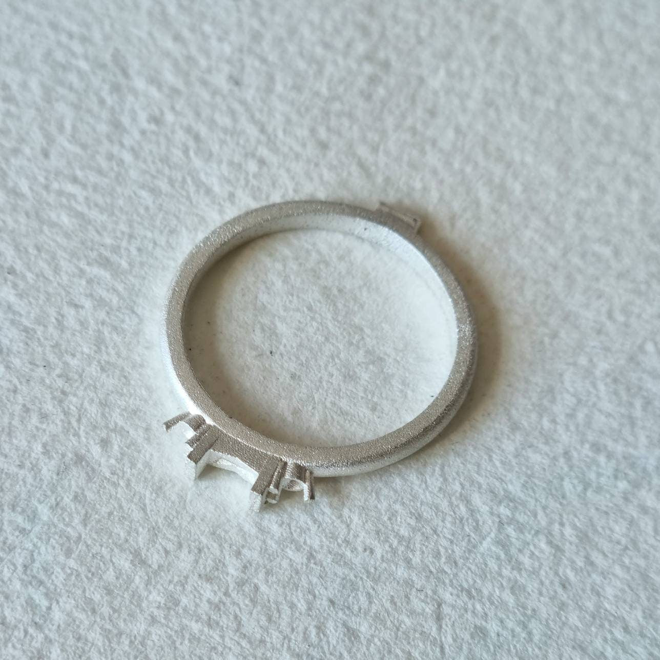 4x2mm baguette and 2mm round trilogy cast sterling silver ring blank