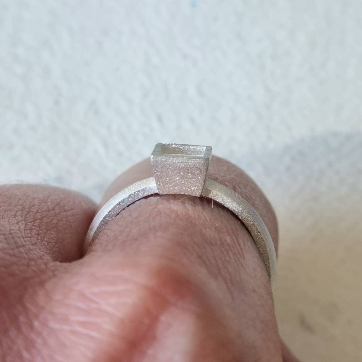 5mm Square collet sterling silver cast ring blank