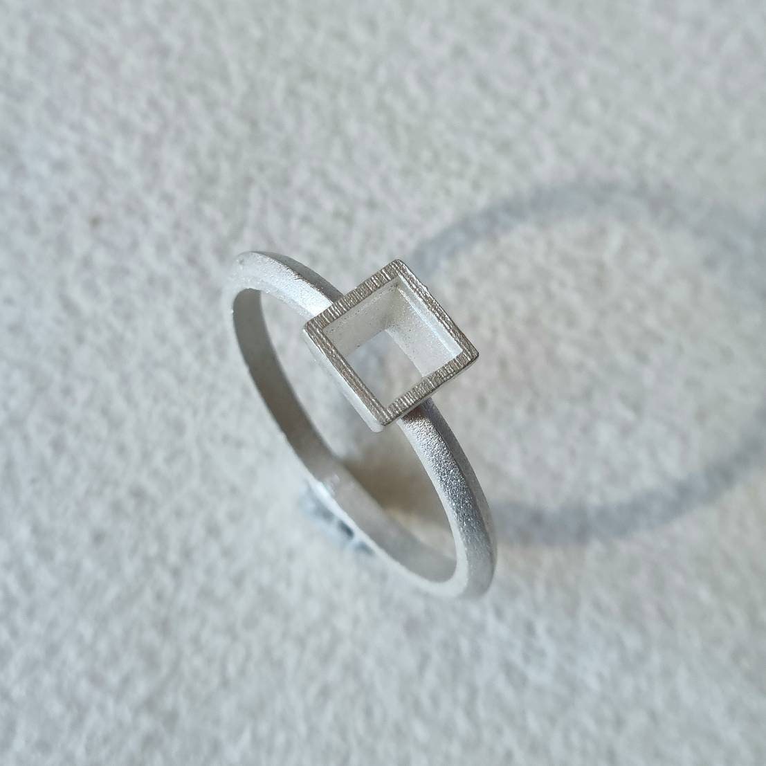 5mm Square collet sterling silver cast ring blank
