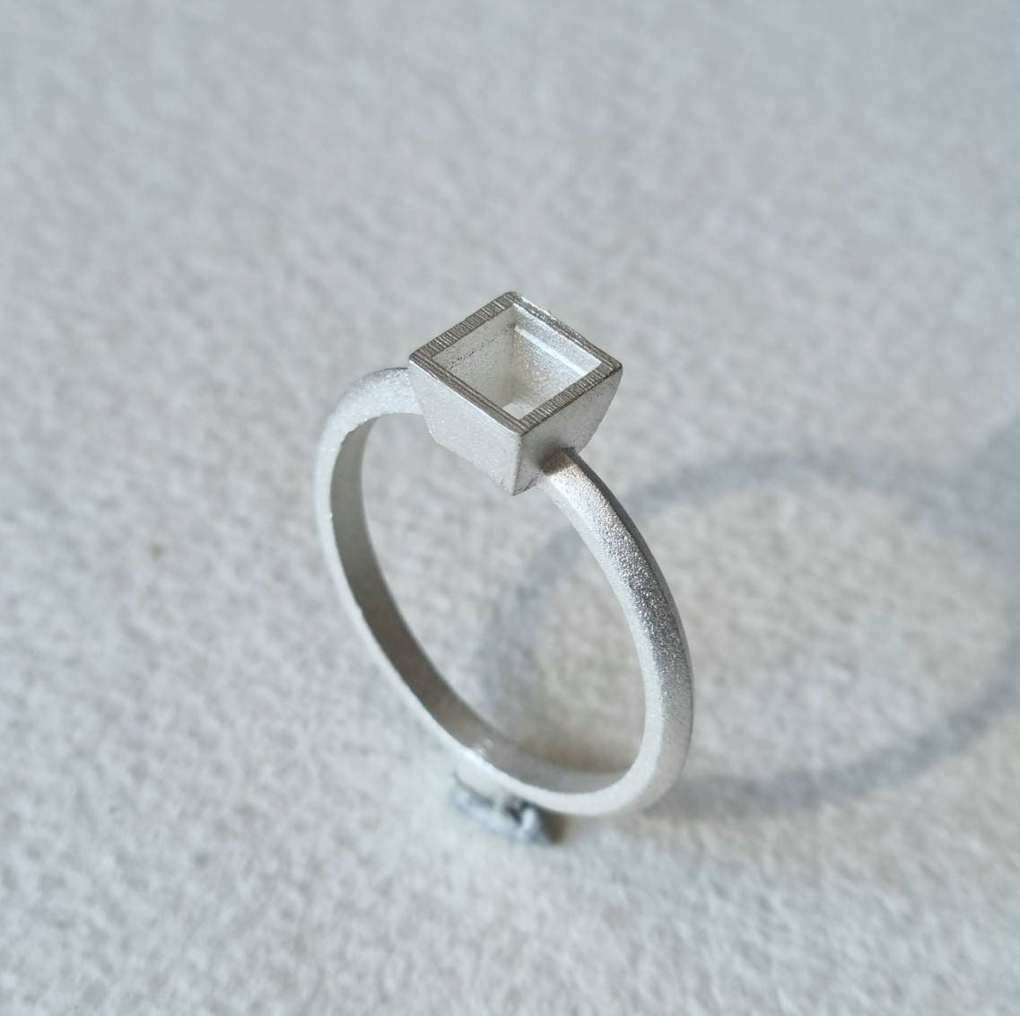 5mm Square collet sterling silver cast ring blank