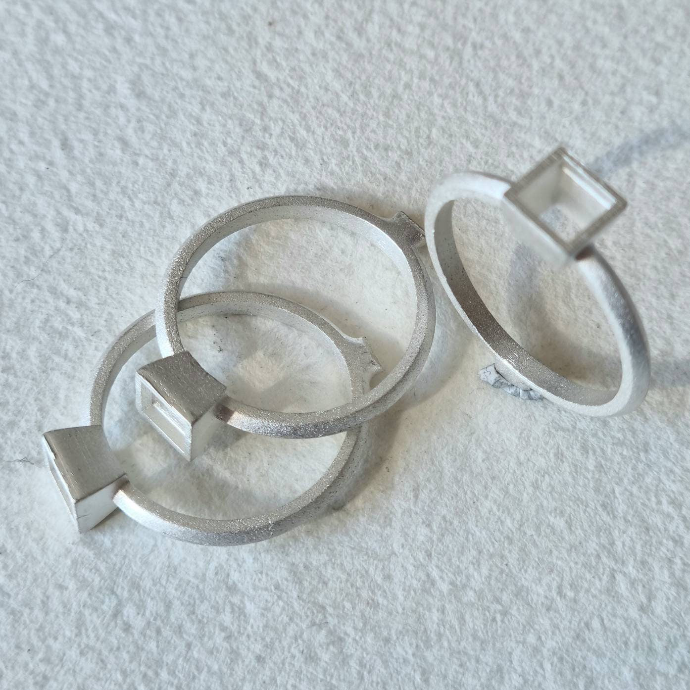5mm Square collet sterling silver cast ring blank