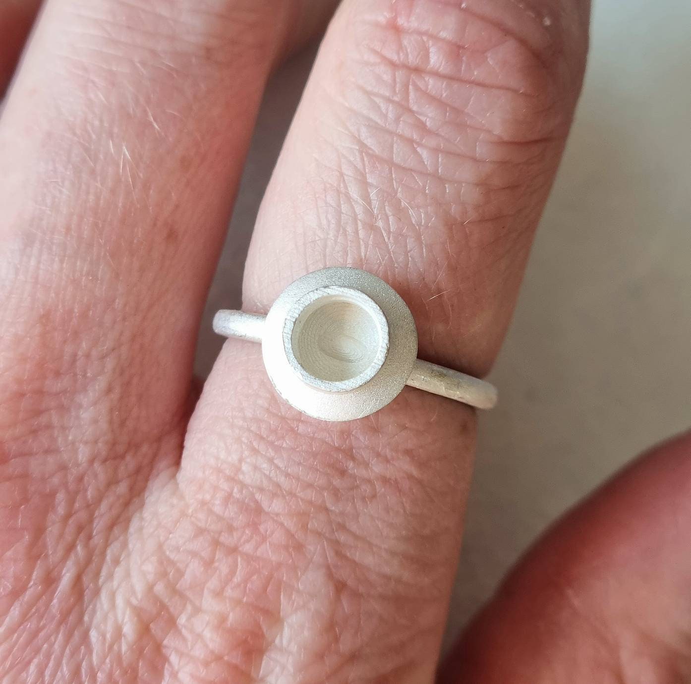 6mm Round collet halo sterling silver cast ring blank