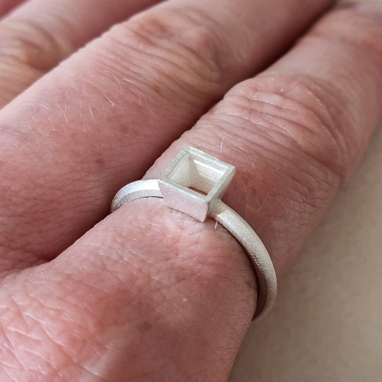 5mm Square collet sterling silver cast ring blank