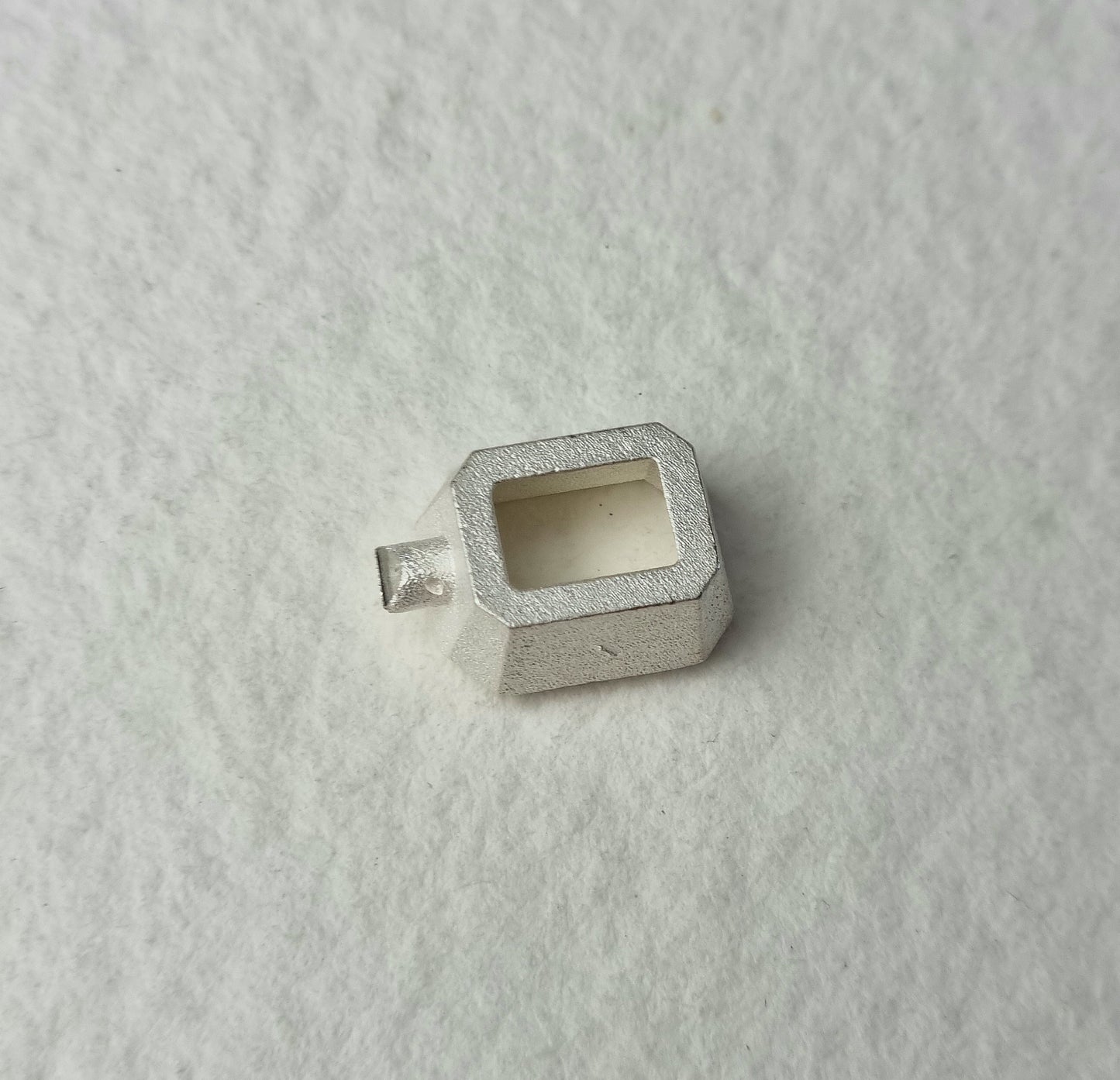 8x6mm Octagon / Emerald collet sterling silver cast stone Setting
